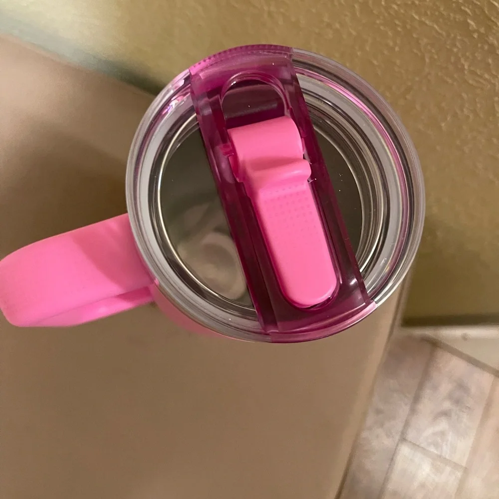 Stanley Pink Travel Tumbler with Handle - Picture 3 of 4